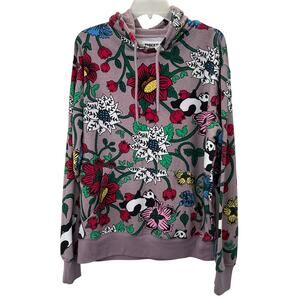 Roberto Lugo X Walmart Floral Panda Hoodie M Men Lavender Gray Pullover